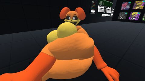 anthro anthro_on_anthro anthro_only ass big_ass canine critters_(poppy_playtime) dog dogday dogday_(nightbotgrey) dogday_(poppy_playtime) doggy domestic_dog furry_only laying_down no_humans orange_fur orange_skin poppy_playtime poppy_playtime_(chapter_3) sex smiling_critters solo tagme vrchat