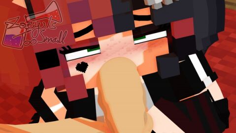 1boy 1girls 3d animated bedroom blowjob collar deepthroat ellie_walls_(odysseyellie) erect_penis fellatio female green_eyes humanoid_penis looking_at_partner looking_at_penis low_framerate male mine-imator minecraft multicolored_hair nude nude_male oral_sex outside penis skull_hair_ornament spiked_hairband straight tagme tattoo_on_face twin_braids twintails zoey_is_too_small