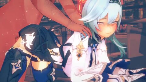 1boy 1boy1girl 1girls 3d 3d_animation akira_brave777 animated blue_hair blush breasts clothed dark-skinned_male dark_skin eula_(genshin_impact) female female_focus genshin_impact gloves hair_ornament headband interracial light-skinned_female light_skin longer_than_30_seconds longer_than_one_minute male moaning pants penetration penis penis_in_pussy pussy sex shirt short_hair solo_focus sound sweat tagme thighhighs thighs vaginal_penetration video yellow_eyes