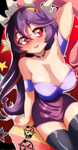 ass big_ass big_breasts big_butt big_thighs big_titties blush breasts clothing curvaceous curvaceous_female curvaceous_figure curvy curvy_figure curvy_hips drmsenketsu female female_focus female_only filia_(skullgirls) looking_at_viewer purple_hair samson_(skullgirls) skullgirls