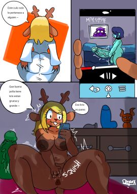 ass ass_focus balls big_areola big_ass big_balls big_belly big_butt big_nipples big_penis bigger_female bigger_male darkdemon74x deltarune female kris_(deltarune) male masturbation noelle_(deltarune) noelle_holiday penis penis_awe penis_size_difference pussy pussy_juice solo solo_female solo_focus spanish_text susie_(deltarune) undertail undertale undertale_(series) undertale_fanfiction what