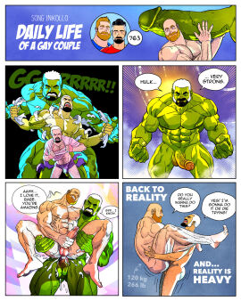 abs anal anal_sex ass balls bara biceps big_balls big_penis cum dominant dominant_male domination english_text erection gay gay_anal gay_domination gay_sex genital_fluids green-skinned_male green_body green_skin hulk inkolloart male male/male male_nipples male_only male_penetrated male_penetrating_male marvel marvel_comics muscular muscular_male nipples nude orgasm pecs penetration penis sex text yaoi