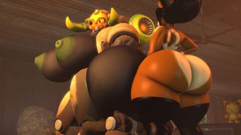 3d anthro asriren ass chubby fat fat_ass female femboy furry_ass furry_male jacky_arts male orisa overwatch robot robot_girl robot_humanoid sex venus_(jacky_arts)