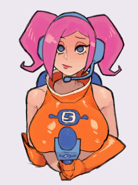 1girls big_breasts breasts female gloves headgear headset large_breasts nipple_bulge pink_hair ruka481 sega space_channel_5 ulala
