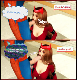 1boy 1girls ass athletic athletic_female athletic_male avengers big_ass big_breasts blowjob bottom_heavy breasts bust busty censored chest comic curvy digital_media_(artwork) fellatio female female_focus fit fit_female fit_male hero heroine hips hourglass_figure huge_ass huge_breasts human large_ass large_breasts legs light-skinned_female light-skinned_male light_skin lips male male/female marvel marvel_comics mature mature_female milf mother mutant_(marvel) oral oral_sex outercourse peter_parker pof3445 scarlet_witch slim_waist sorceress spider-man spider-man_(series) story straight superhero superheroine thick thick_hips thick_legs thick_thighs thighs top_heavy voluptuous waist wanda_maximoff wide_hips witch