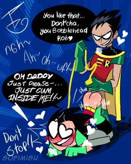 2boys <3_eyes belt black_hair blush blushed_face cape cheat crazy dc dc_comics dick_grayson doggy_style dominant_male gay gay_sex happy_sub heart heart_eyes heart_symbol hero homosexual_sex human human_only insult male male_penetrating penetration robin_(dc) robin_(dick_grayson) robin_(teen_titans) robin_(teen_titans_go!) rope_harness selfcest size_difference smile sofi_misu teen_titans teen_titans_go teen_titans_go!_vs_teen_titans twink white_eyes yaoi yellow_cape