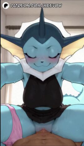 1boy 1girls :3 ai_generated animated animation arms_out aroused aroused_smile artist_name bedroom bedroom_eyes black_shirt black_skirt blue_body blue_eyes blue_sclera blue_skin blush breasts colored_sclera colored_skin cowgirl_position crop_top eeveelution erection furry furry_female furry_only indoors interspecies looking_at_viewer loop looping_animation meevow narrowed_eyes panties panties_around_leg panties_around_one_leg penetration penile_penetration penis penis_in_pussy pink_panties pokemon pokemon_(species) pokemon_\\(creature\\) pokephilia pov pussy pussy_juice pussy_lips sex shirt skirt skirt_up sleeveless smile smiling smiling_at_viewer sole_female sole_male solo solo_focus steam steaming_body straddling straight sweat sweaty_body tagme tail uncensored underwear vagina vaginal_insertion vaginal_penetration vaginal_sex vaporeon video yiff