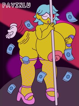 1girls ass big_ass big_breasts big_butt blue_hair breast_grab breasts bubble_ass bubble_butt curvy female fishnets gigantic_breasts glasses high_heels huge_thighs hyper_ass hyper_breasts hyper_butt lingerie lu_(pldrawings) mask masked mind_break money monster_girl nipple_piercing nipples original_character original_characters piercing pole_dancing raffle slap slapping_butt solo spanking_ass strip_club stripes stripper_pole thick_thighs throwing_money thunder_thighs yellow_skin