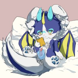 blue_body blue_eyes blue_fur blue_wings caluo dragon fur kemono male male/male mythological_creature mythological_scalie mythology scalie tail wings