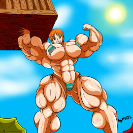 abs biceps breasts extreme_muscles female female_only matl muscles muscular muscular_arms muscular_female muscular_legs muscular_thighs nami_(one_piece) one_piece orange_hair pecs pre-timeskip