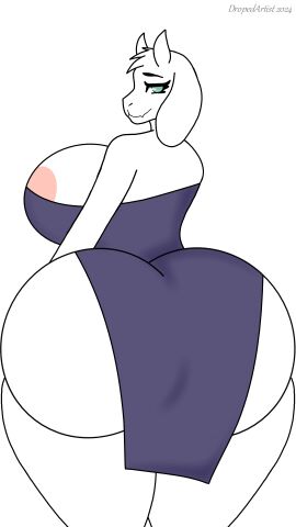 ass ass_bigger_than_breasts ass_bigger_than_head ass_focus barely_clothed big_ass big_breasts breasts bubble_ass bubble_butt dropedartist enormous_ass female furry furry_female furry_only huge_ass huge_breasts looking_at_viewer mommy thick thick_ass thick_thighs toriel undertale undertale_(series)