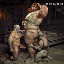 3boys 3d age_difference ass bald bald_male bara beard big_ass big_belly big_butt blowjob completely_naked completely_nude eating_ass face_in_ass facial_hair fat_ass fat_butt fat_male father_and_son gay ginger ginger_hair god_of_war group_sex hairy hairy_ass hairy_chest hairy_legs hairy_male huge_ass huge_butt kratos large_ass large_butt long_hair male male/male male_only massive_ass massive_butt multiple_boys multiple_males muscles muscular muscular_arms muscular_ass muscular_male naked naked_male nude nude_male obese obese_male odin old_male older_male older_male_and_younger_male oral_sex penis red_hair rimjob rimming rimming_male sucking_penis thick_ass thick_butt thick_thighs thor_(god_of_war) threesome yaoi yolco