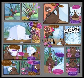 1boy 1futa 2boys anthro ants any arthropod ass bari_(dozighost) better_version_at_source big_ass big_breasts big_butt bigger_male bottom_heavy breasts choco_(dozighost) clover_(dozighost) comic dozighost edit english_text feat_of_strength futanari gigantic_ass huge_ass insect intersex male multiple_images simple_eyes size_difference standing sugar_cube tagme thick_thighs wide_hips