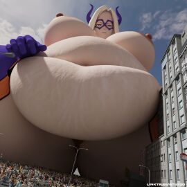 3d bbw belly big_belly big_breasts breasts double_belly fat female giantess gtsx3d huge_belly macro mount_lady my_hero_academia nipples overweight overweight_female stretch_marks