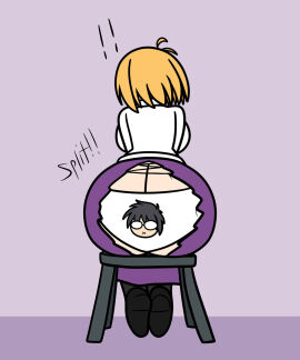2023 ahoge arcueid_brunestud ass ass_bigger_than_body ass_bigger_than_head ass_cleavage ass_crack ass_focus black_hair blonde_hair butt_crack butt_focus chair female from_behind glasses panties presenting_hindquarters purple_skirt short_hair showing_ass showing_panties sitting skirt tohno_shiki torn_clothes torn_clothing tsukihime yoshister