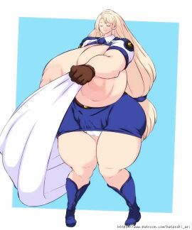 1girls 5:6 blonde_hair bouncing_breasts breasts enormous_breasts female female_only gigantic_breasts grabbing_own_breast hataraki_ari looking_at_viewer maid maid_uniform nipple_bulge red_eyes solo solo_female tagme video