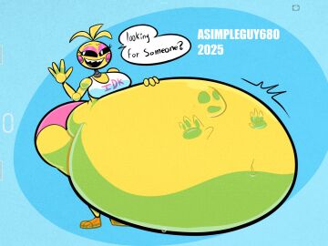 1girls animatronic animatronic_female asimpleguy680 big_belly chicken chicken_girl female five_nights_at_freddy's five_nights_at_freddy's_2 robot robot_girl scottgames toy_chica_(fnaf) vore vore_belly