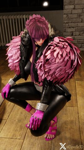 athletic athletic_female breasts busty capcom dawdle3d female female_focus female_only french french_female hourglass_figure manon_legrand pink_hair pinup pinup_pose squatting street_fighter street_fighter_6 tagme wide_hips