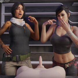 1boy 2girls 3d ass blackedr34 bolt_on_tits breast_implants breasts brown_skinned_female call_of_duty call_of_duty_modern_warfare_(2019) call_of_duty_modern_warfare_2_(2022) clothing cuckold cuckold_pov enhanced_breasts fake_breasts female fully_clothed giggling hand_covering_mouth huge_ass huge_breasts laughing light-skinned_female light-skinned_male light_skin male mara_(cod) penis pinching_gesture pov silicone silicone_implants small_penis small_penis_gesture small_penis_humiliation valeria_garza