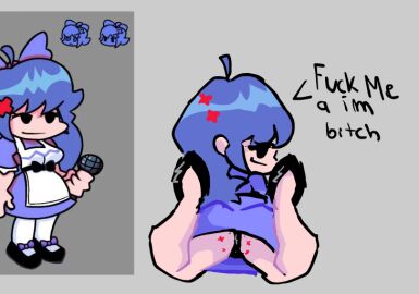 1girls artist_request black_eyes blue_hair female fnf fnf_mod fnf_mods friday_night_funkin friday_night_funkin_mod grey_background light-skinned_female light_skin moana_melville oc oc_culero original_character pussy tagme