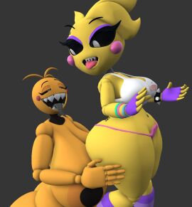 2girls 3d 3d_(artwork) animatronic ass big_ass big_breasts big_butt breasts female female/female five_nights_at_freddy's five_nights_at_freddy's_2 furry furry_female pussy robot robot_girl seductive surprised toy_chica_(cyanu) toy_chica_(eroticphobia) toy_chica_(fnaf)