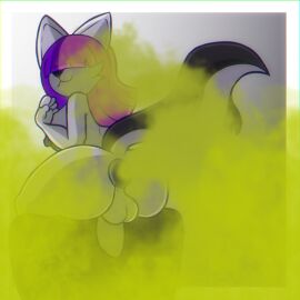 anthro anus ass big_ass big_breasts big_butt breasts fart fart_cloud fart_fetish farting_at_viewer female futanari genitals green_fart grey_body hair hair_over_eyes huge_ass huge_butt humanoid intersex looking_at_viewer mammal mephitid penis pink_hair puffy_anus purple_hair sitting skunk skunk_tail smile solo squishy_(squishyskunk) squishyskunk third-party_edit