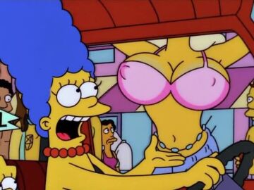2girls aegis999_(artist) ai_generated ai_generated_video blonde_hair blue_hair bra breasts_on_glass ecchi edit edited erect_nipples flashing_breasts grok has_audio long_hair marge_simpson nipples_bulge orange_body orange_skin original_character public pushing_breasts_on_glass shitpost sound spring_break squished_breasts squishing_breasts_on_glass tagme the_simpsons video