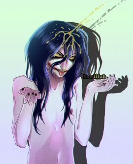creepypasta golden_shower jeff_the_killer long_hair male male_focus male_only peeing solo tongue tongue_out