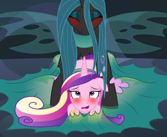absurd_res arthropod badumsquish blush bound changeling cheating_husband duo eyeshadow female feral friendship_is_magic fti_crossgender futanari genderswap genderswap_(fti) gradient_hair green_eyeshadow green_hair hasbro hi_res insect_wings intersex intersex/male makeup male multicolored_hair my_little_pony obscured_penetration pink_body pinned pinned_to_ground princess_cadance_(mlp) purple_eyes queen_chrysalis_(mlp) rule_63 sex slime spread_wings wings