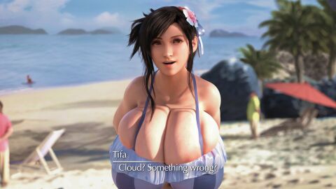 1girls 3d black_hair breasts female final_fantasy final_fantasy_vii huge_breasts looking_at_viewer smile superbig tagme tifa_lockhart voluptuous
