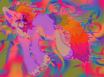 2025 animal_genitalia bodily_fluids canid canine canis colorful_theme domestic_dog feral full-length_portrait fur genitals hair halo_(m1ss1ngtexture) hi_res m1ss1ngtexture male mammal multicolored_body multicolored_fur multicolored_hair multicolored_tail pink_body pink_eyes pink_fur pink_nose portrait psychedelic purple_body purple_fur rainbow_body rainbow_fur rainbow_hair rainbow_tail sheath solo sparklefur tail