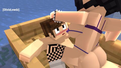 abs anonymous_male beauty_mark belly_button belly_button_piercing black_hair boat erect_nipples eyebrow_slits fishnets goth lipstick makeup male minecraft nipple_piercing nipples olivia_(olivialewdz) olivialewdz piercing poking_nipples pov purple_bikini purple_hair purple_makeup riding shoes socks tattoo