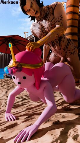 3d 3d_(artwork) adventure_time anal ass ass_up beach bonnibel_bubblegum female fortnite fortnite:_battle_royale fucked_from_behind glasses golden_hands hair_grab male merkaan midas_(fortnite) outlaw_midas penis pink_eyes pink_hair princess_bubblegum submissive