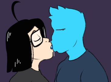 2d 2d_animation animated animated_gif black_hair blue_body blue_hair blue_skin father father_and_child father_and_daughter flipaclip gif glasses incest incest_(lore) kissing kivi_raskolnik looking_down male pale_skin papriko paps_(papriko) saliva saliva_drip saliva_on_tongue saliva_string saliva_trail salivating slime slime_boy sloppy sloppy_kiss tongue tongue_kiss tongue_out valch_(kivi_raskolnik)