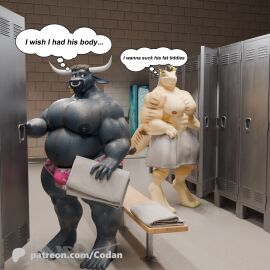 2024 13254 3d 4_fingers 5_fingers 5_toes abs anthro bara belly big_belly big_nipples big_pecs blue_body bodily_fluids bottomwear bovid bovine bulge cattle clothed clothing codan codans detailed_bulge digital_media_(artwork) duo ear_piercing ear_tag facial_piercing feet fingers fish genital_fluids hi_res horn hot_pink hotpants i_wish_i_had_her_body_(meme) locker_bench locker_room male male/male male_only mammal marine markings multicolored_body nipples nose_piercing nose_ring odis_(codans) patreon pecs piercing precum precum_through_clothing pseudo_hair requiem_shark ring_piercing shark shirtless shorts skimpy stripes sweat sweatdrop tail tan_body tentacle tentacle_hair text thought_bubble tiger_shark toes towel towel_only two-tone_body url vending_machine wet wet_clothing yaoi