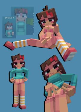 3d :3 accurate_art_style blockbench blocky_body breasts cubic_body cubic_breasts female female_focus fingering lifting_shirt linky_playz looking_at_viewer masturbation minecraft molly_(linky_playz) oc original_character peace_sign posing self_upload shy tagme theblockygooner youtube