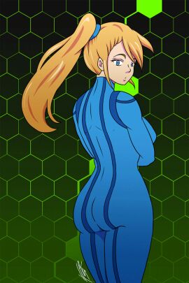 1girls alien ass ass_up back back_view blonde_hair blue_eyes bodysuit disguise female fokk3rs gif large_ass looking_at_viewer looking_back metroid metroid_(creature) petting ponytail samus_aran shadow signature skinsuit undressing unzipped unzipped_bodysuit zero_suit zero_suit_samus zipper