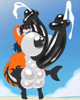 2022 2_penises 4_balls absurd_res angstrom anthro ass autotitfuck balls beach big_breasts big_penis black_body black_hair black_nipples black_penis bodily_fluids breast_play breasts cloud cum digital_media_(artwork) diphallia diphallism fin fish futanari genital_fluids genitals grey_body hair hi_res huge_breasts huge_cock hyper hyper_breasts hyper_genitalia hyper_penis intersex long_hair marine masturbation multi_balls multi_genitalia multi_penis nipples orange_body penile penile_masturbation penis red_sclera sand shark sharp_teeth sky solo tail tail_fin teeth thick_thighs unknown_character