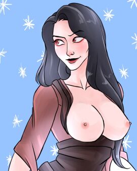 1girls almost_naked areola areola_slip bare_breasts bare_chest barely_clothed big_breasts black_hair blush breasts bust busty cleavage curvaceous curvy curvy_body curvy_female curvy_figure embarrassed eyebrows eyebrows_visible_through_hair eyelashes female female_only functionally_nude functionally_nude_female hand_behind_back huge_breasts japanese japanese_clothes japanese_female kimono light-skinned_female light_skin long_hair looking_at_another mature mature_female milf mostly_nude mti nekki no_bra open_clothes pale-skinned_female pale_skin parted_lips pinup plain_background presenting presenting_self red_eyes shadow_fight shadow_fight_2 simple_background solo solo_female solo_focus upper_body voluptuous wide_hips widow_(sf2)