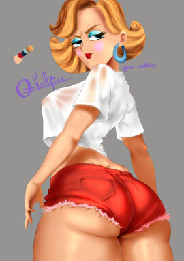 1girls ass ass_focus big_ass big_booty big_breasts blonde-haired_female blonde_female blonde_hair breasts denim denim_shorts female female_only hotel_transylvania hotel_transylvania:_the_series kitty_cartwright light-skinned_female looking_down_at_viewer milf ozvolt sexy_body sexy_pose shorts solo thick_ass thick_thighs tight_denim tight_pants tight_shorts too_thick too_tight wide_hipped_female wide_hips