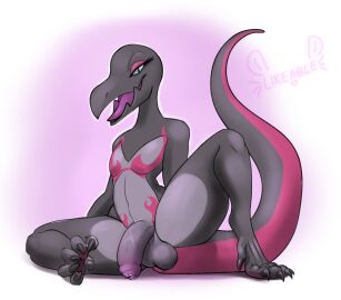 1boy anthro balls digital_drawing_(artwork) digital_media_(artwork) foreskin front_view generation_7_pokemon genitals hi_res humanoid_genitalia humanoid_penis likeablemouse male male_only male_salazzle nintendo penis pokemon pokemon_(species) salazzle solo uncircumcised