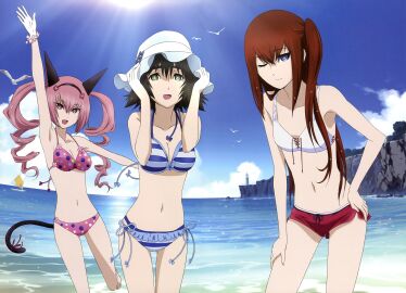makise_kurisu shiina_mayuri swimsuit tagme