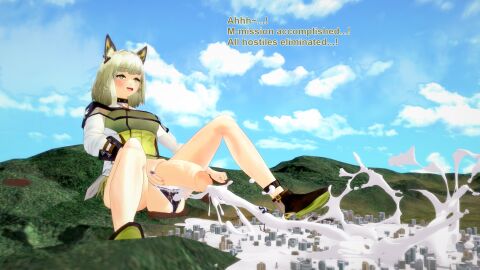 3d arknights cum_flooding cumshot dialogue excessive_cum futanari giantess giantess_futa gigantic_bodily_fluids intersex kal'tsit_(arknights) xavierhuge