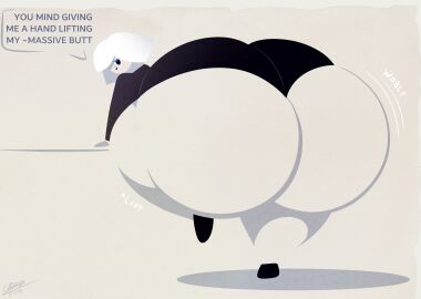 1girls artist_signature ass ass_body bending_over big_ass big_butt bottom_heavy bubble_ass bubble_butt dialogue english_text eyeliner female half-closed_eyes hands_on_hips hi_res huge_ass hyper hyper_ass hyper_hips lineless long_legs looking_back minimalist mob_face onomatopoeia original panties rear_view silvy_(sparks_spectrum) simple_background sound_effects sparks_spectrum sweater thick_thighs underwear white_hair wide_hips