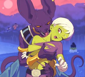 1boy 1girls anthro beerus big_breasts breast_grab breast_press breast_squeeze breasts breasts_out cat_ears cat_humanoid cat_tail cheelai dragon_ball dragon_ball_super dragon_ball_z exposed_breasts feline female gloves grey_body hand_on_breast looking_pleasured male open_mouth outdoors people_in_background pleasure_face public public_indecency purple_body ripped_clothing short_hair size_difference slim_waist smaller_female sphynx_(cat) tail timbocactus undressing white_hair