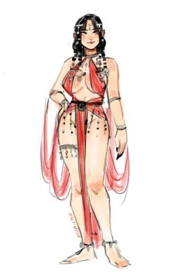 artist_request black_hair bocas_top breasts female harem_girl harem_outfit large_breasts long_hair original original_character