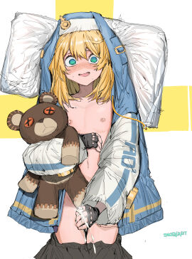 1boy androgyne_symbol androgynous areola areolae bed blonde_hair blush blushing_at_viewer blushing_profusely bridget chest cock crossdressing cum cum_on_body cum_on_clothes cum_on_fingers cum_on_hand cum_on_legs cumming cumshot echeian femboy feminine feminine_male girly gloves green_eyes guilty_gear guilty_gear_strive hi_res high_resolution highres hips holding_penis holding_teddy_bear hood hooded hooded_jacket hoodie jacket jacket_only jacket_open laying_down laying_on_back laying_on_bed light-skinned_male light_skin male male_only masturbation nipples open_eyes open_mouth otoko_no_ko oversized_clothes pants pants_around_ankles pants_around_legs pants_down penis pillow roger_(guilty_gear) shy solo teddy_bear teenager trap waist_belt