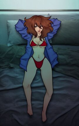 bed female solo solo_focus thepen