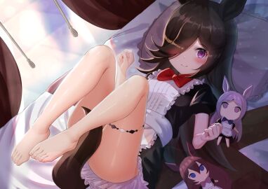 black_hair breasts female lolita_fashion petite purple_eyes rice_shower_(umamusume) small_breasts umamusume