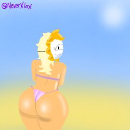 2025 2d 2d_(artwork) 2d_artwork artist_logo artist_name beach beach_background beach_towel big_breasts breasts chubby_female female original original_character sun thick_thighs xxxloxy_(artist) xxxloxy_(character)